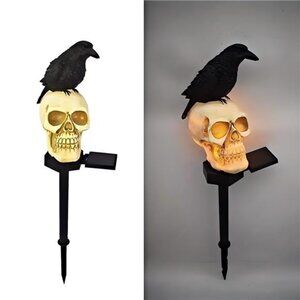 1PC Halloween Raven Glowing Skull - Outdoor Solar Light Yard Decor